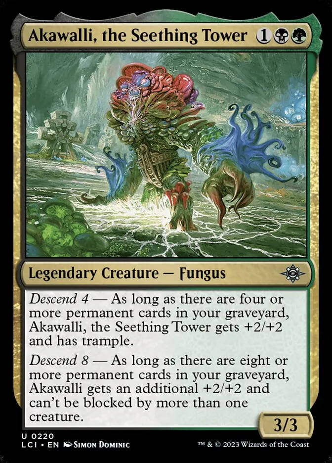 2023 The Lost Caverns of Ixalan Akawalli, the Seething Tower #220 uncommon card image