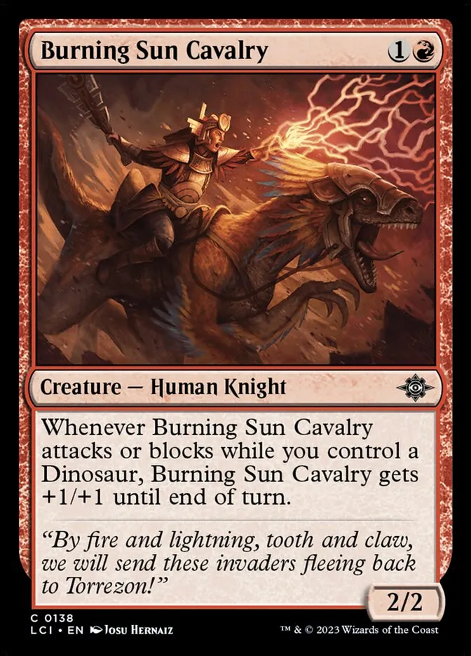2023 The Lost Caverns of Ixalan Burning Sun Cavalry #138 common card image