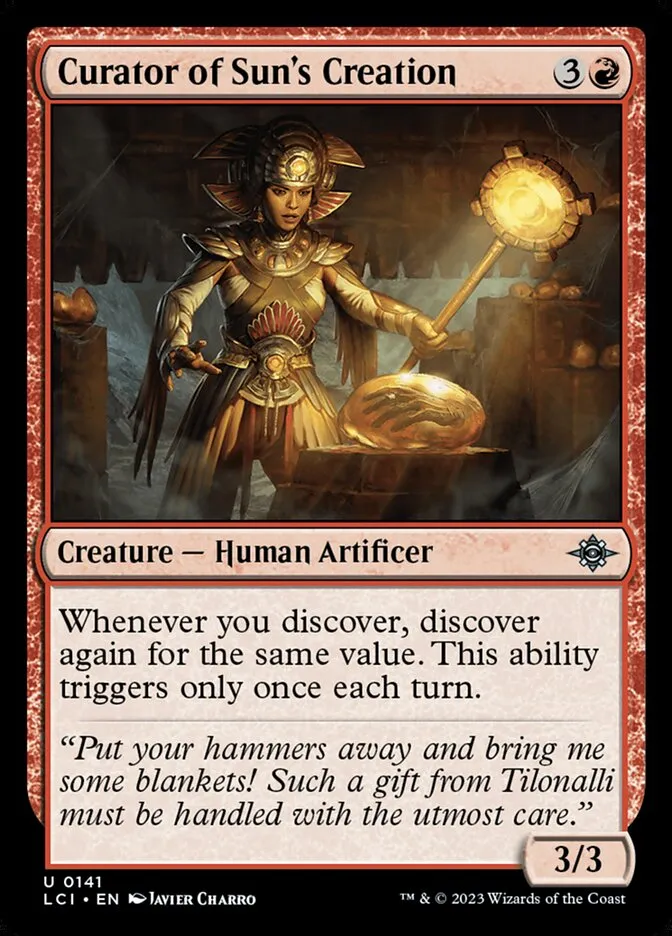 2023 The Lost Caverns of Ixalan Curator of Sun's Creation #141 uncommon card image