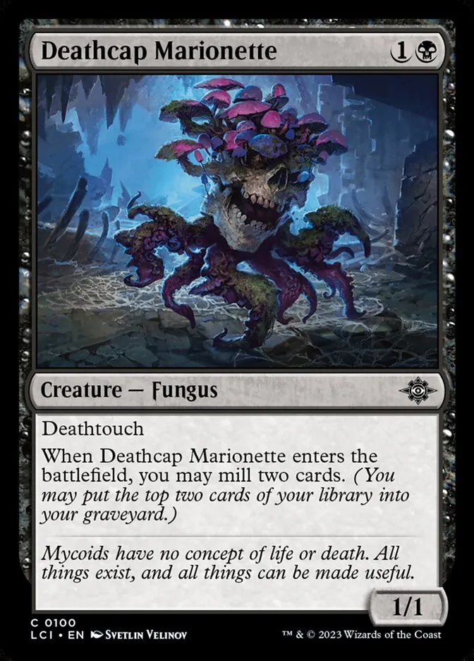 2023 The Lost Caverns of Ixalan Deathcap Marionette #100 common card image