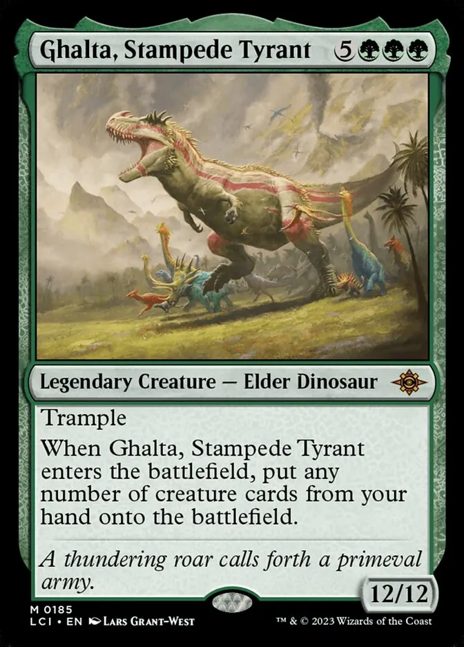2023 The Lost Caverns of Ixalan Ghalta, Stampede Tyrant #185 mythic card image