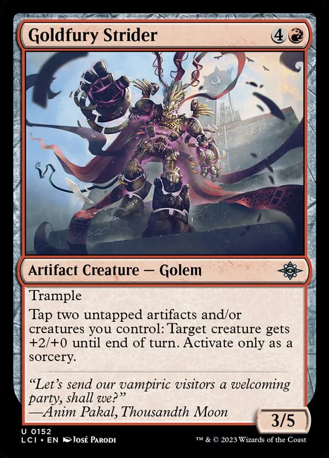 2023 The Lost Caverns of Ixalan Goldfury Strider #152 uncommon card image