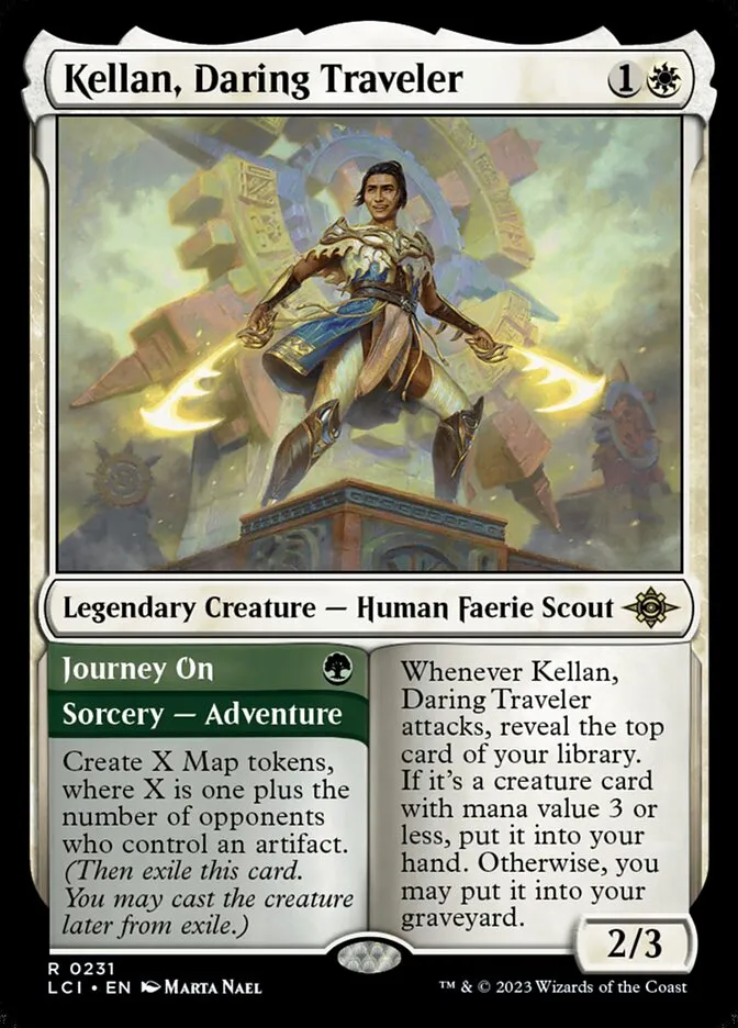2023 The Lost Caverns of Ixalan Kellan, Daring Traveler // Journey On rare #231 rare card image