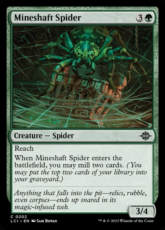 2023 The Lost Caverns of Ixalan Mineshaft Spider #202 common card image