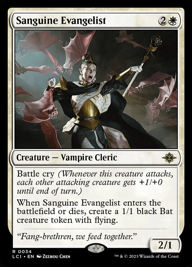 2023 The Lost Caverns of Ixalan Sanguine Evangelist rare #34 rare card image