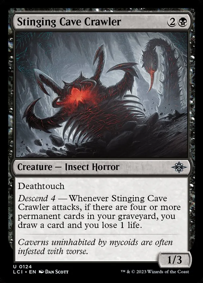 2023 The Lost Caverns of Ixalan Stinging Cave Crawler #124 uncommon card image