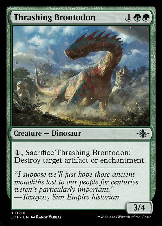 2023 The Lost Caverns of Ixalan Thrashing Brontodon #216 uncommon card image