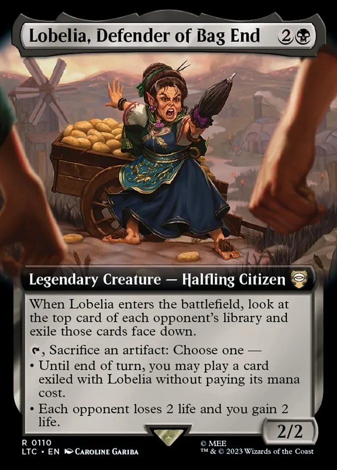 2023 Tales of Middle-earth Commander Lobelia, Defender of Bag End #110 rare card image