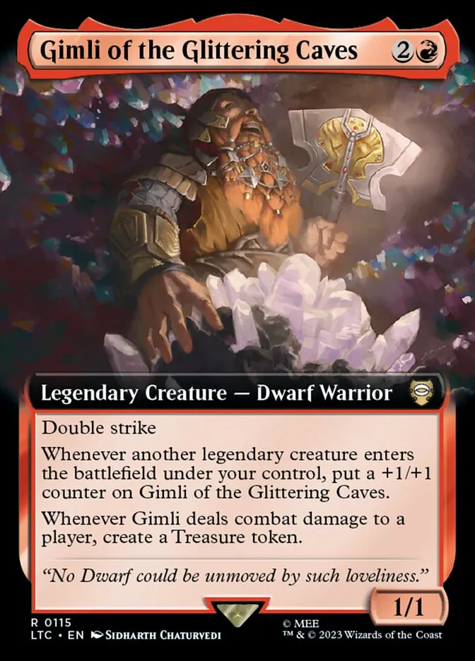 2023 Tales of Middle-earth Commander Gimli of the Glittering Caves #115 rare card image