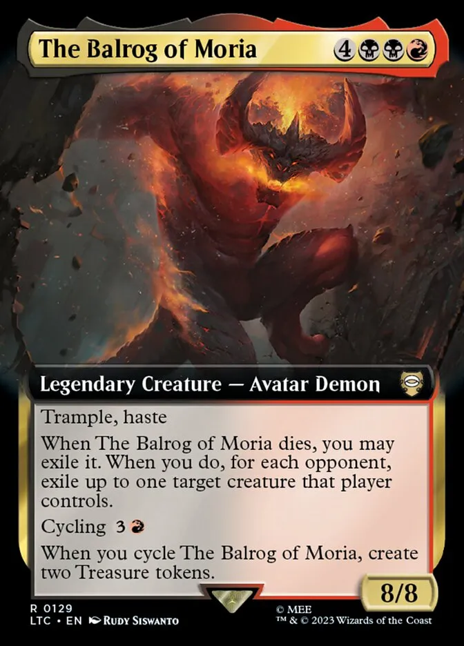2023 Tales of Middle-earth Commander The Balrog of Moria #129 rare card image