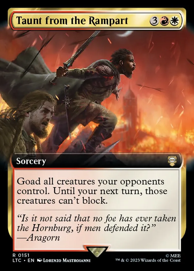 2023 Tales of Middle-earth Commander Taunt from the Rampart #151 rare card image