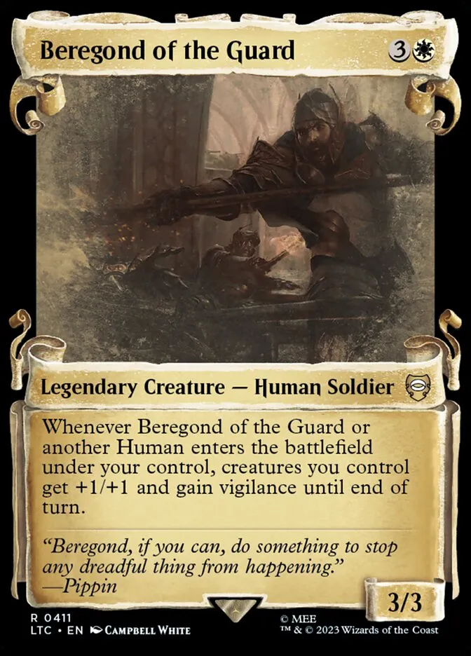 2023 Tales of Middle-earth Commander Beregond of the Guard #411 rare card image