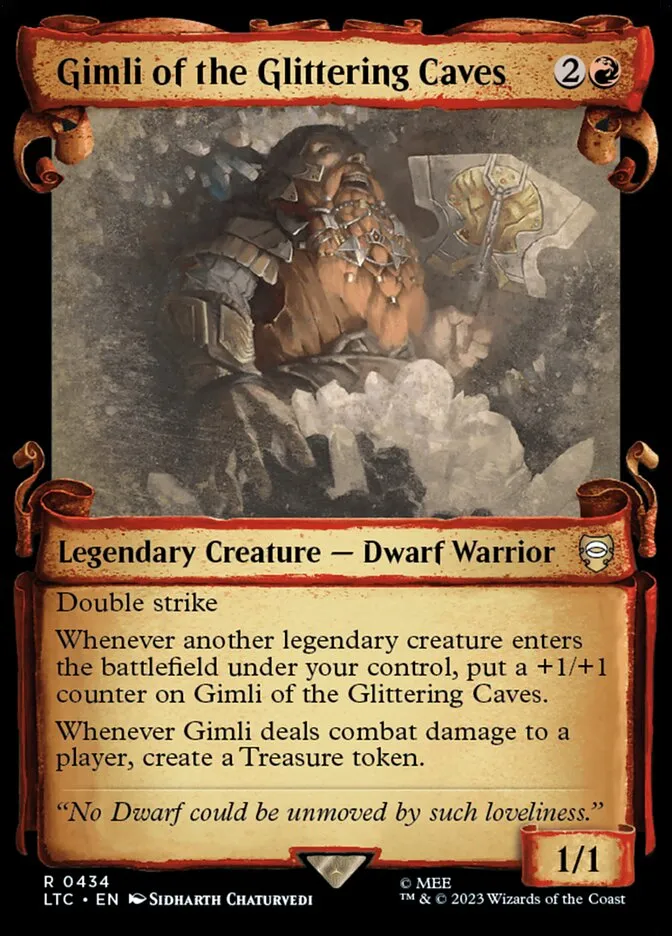 2023 Tales of Middle-earth Commander Gimli of the Glittering Caves #434 rare card image