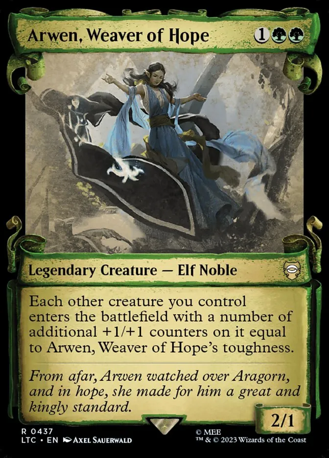 2023 Tales of Middle-earth Commander Arwen, Weaver of Hope #437 rare card image