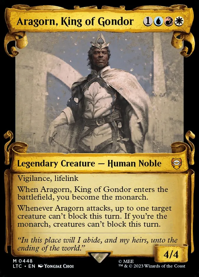 2023 Tales of Middle-earth Commander Aragorn, King of Gondor #448 mythic card image