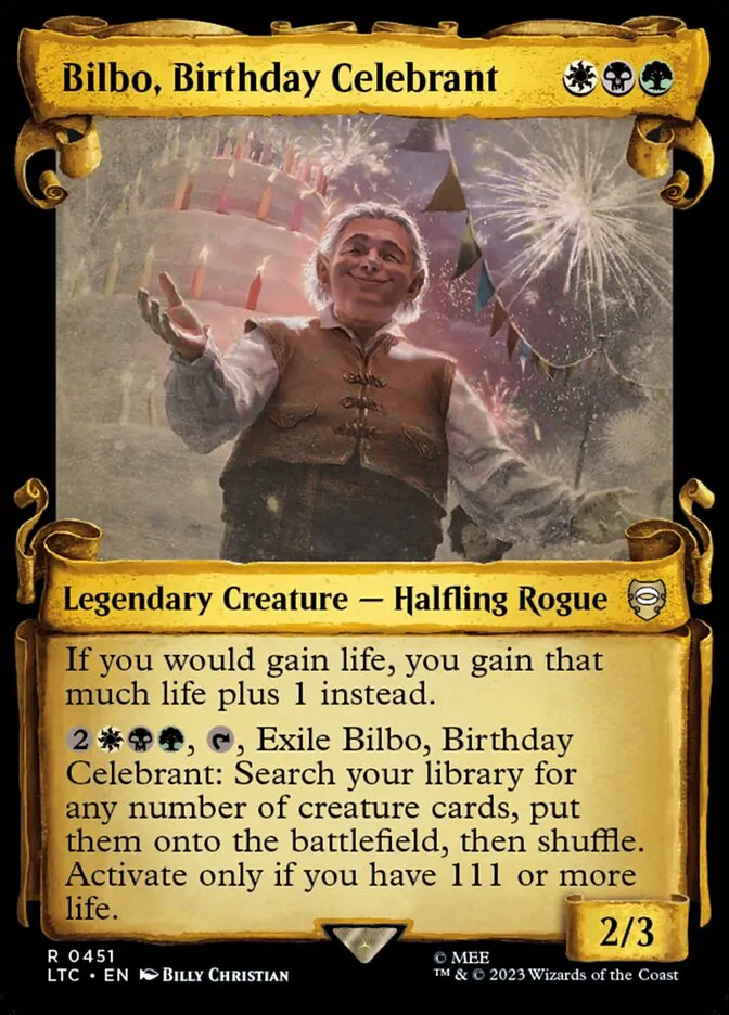 2023 Tales of Middle-earth Commander Bilbo, Birthday Celebrant #451 rare card image