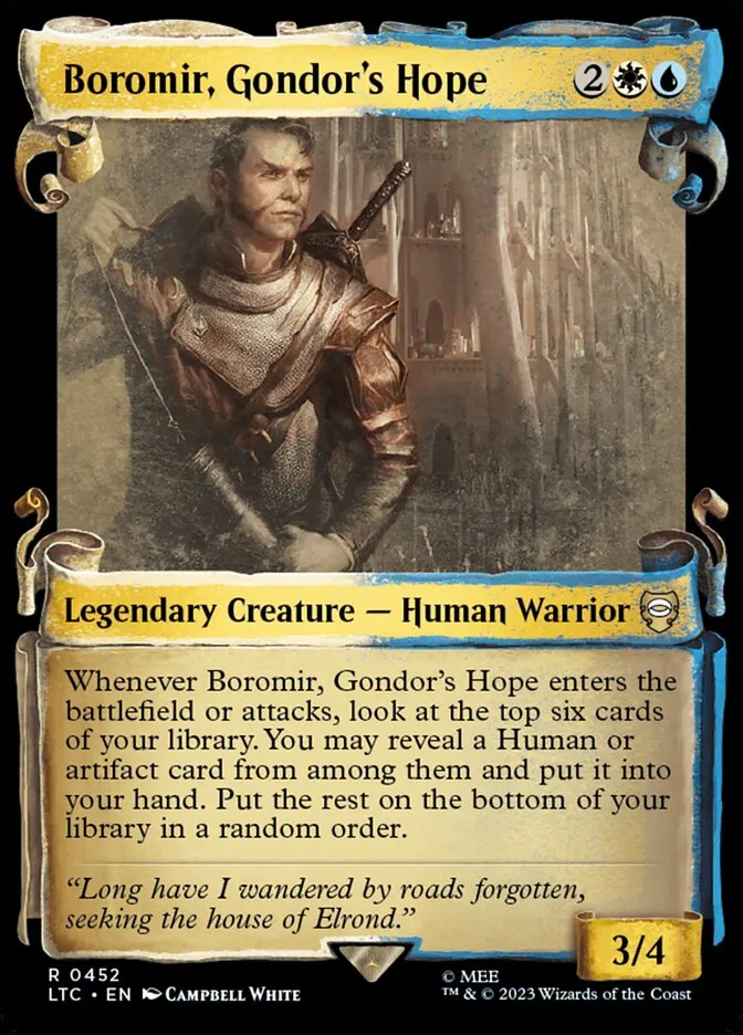 2023 Tales of Middle-earth Commander Boromir, Gondor's Hope #452 rare card image