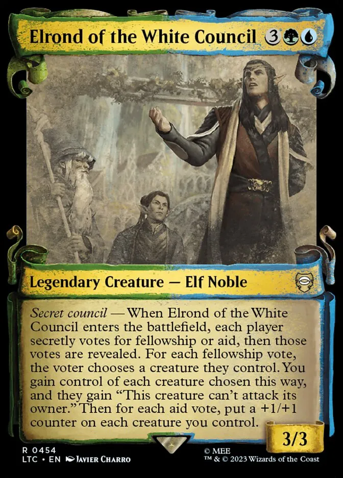 2023 Tales of Middle-earth Commander Elrond of the White Council #454 rare card image