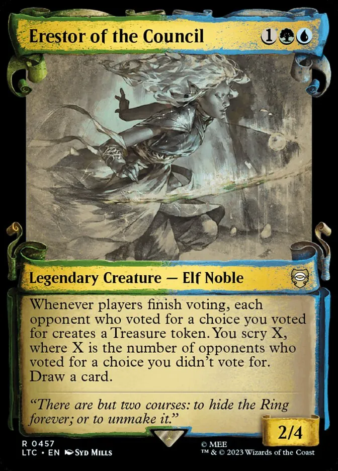 2023 Tales of Middle-earth Commander Erestor of the Council #457 rare card image