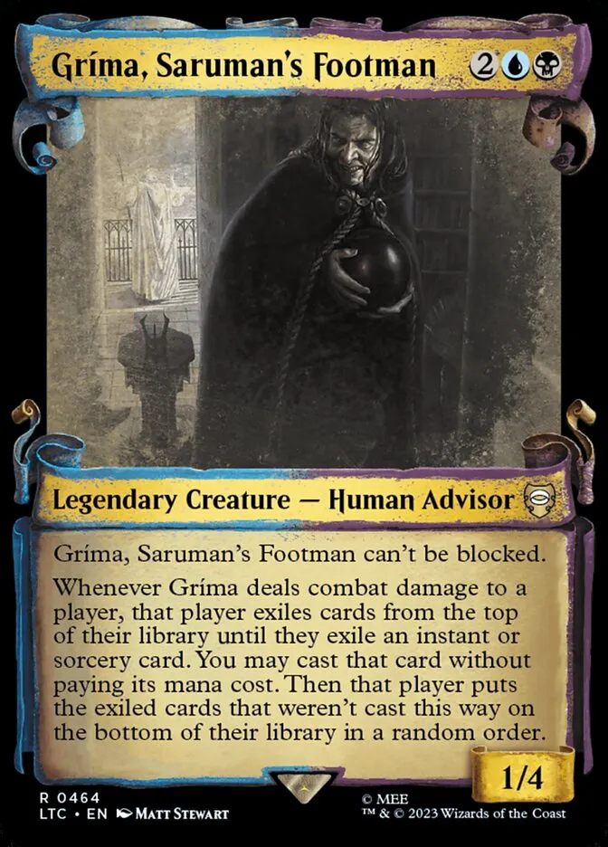2023 Tales of Middle-earth Commander Gríma, Saruman's Footman #464 rare card image