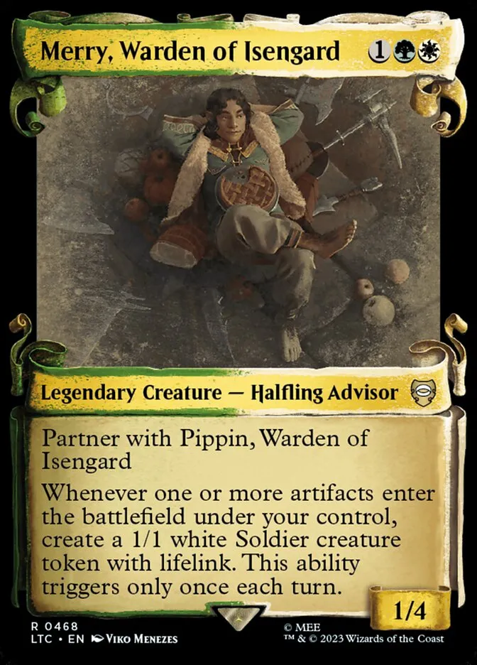 2023 Tales of Middle-earth Commander Merry, Warden of Isengard #468 rare card image