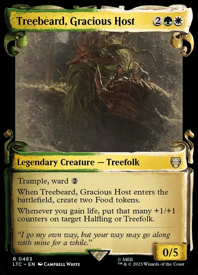 2023 Tales of Middle-earth Commander Treebeard, Gracious Host #483 rare card image