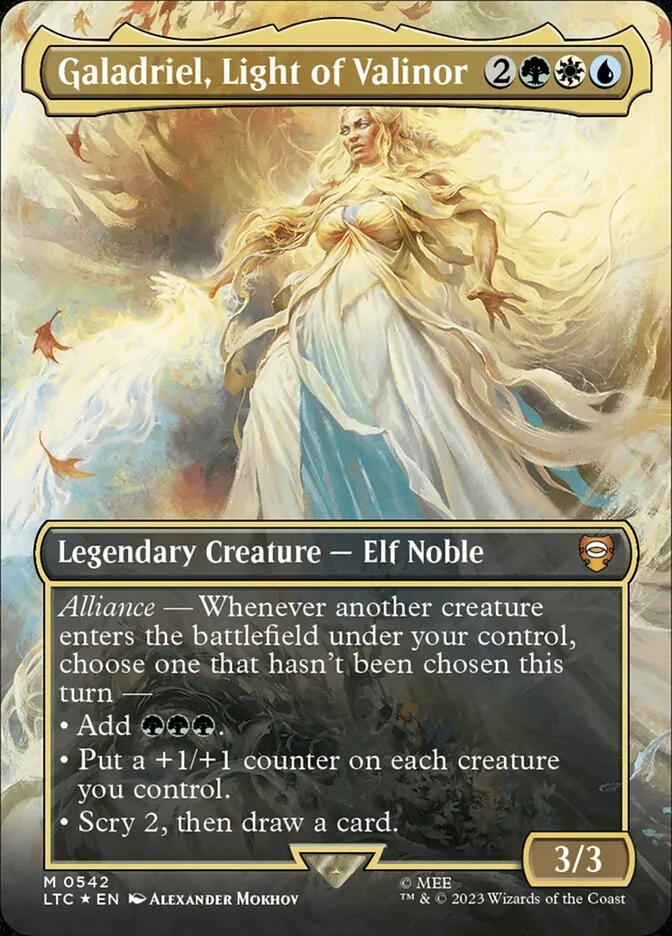 2023 Tales of Middle-earth Commander Galadriel, Light of Valinor #542 mythic card image