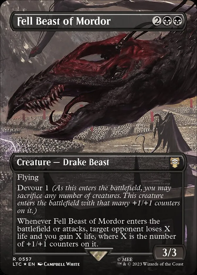 2023 Tales of Middle-earth Commander Fell Beast of Mordor #557 rare card image