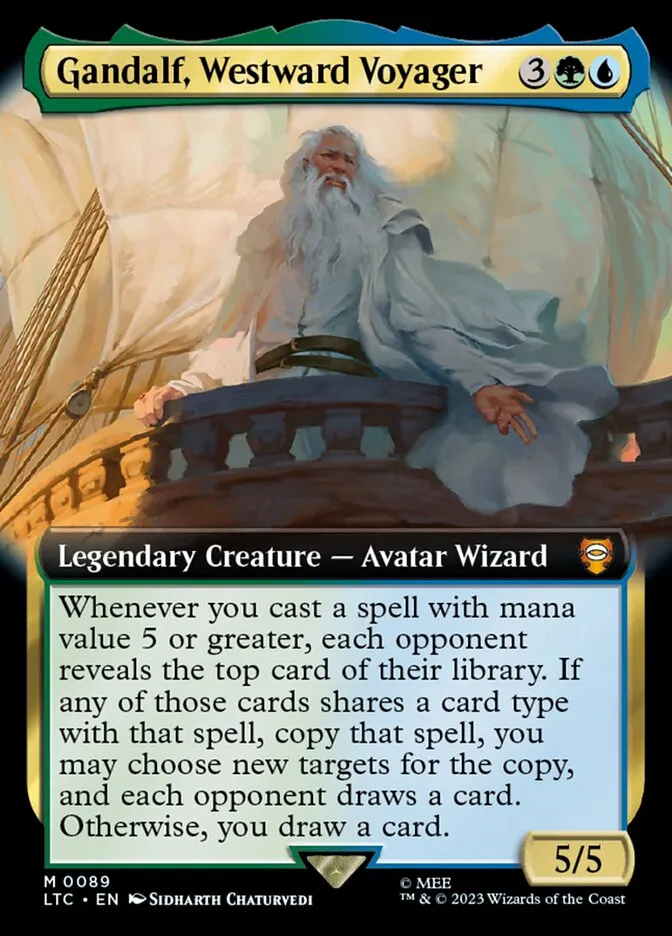 2023 Tales of Middle-earth Commander Gandalf, Westward Voyager #89 mythic card image