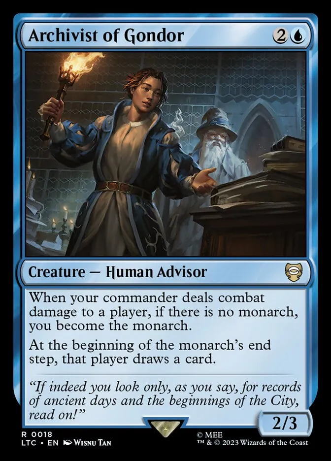 2023 Tales of Middle-earth Commander Archivist of Gondor #18 rare card image