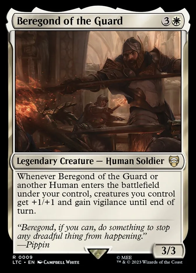 2023 Tales of Middle-earth Commander Beregond of the Guard #9 rare card image