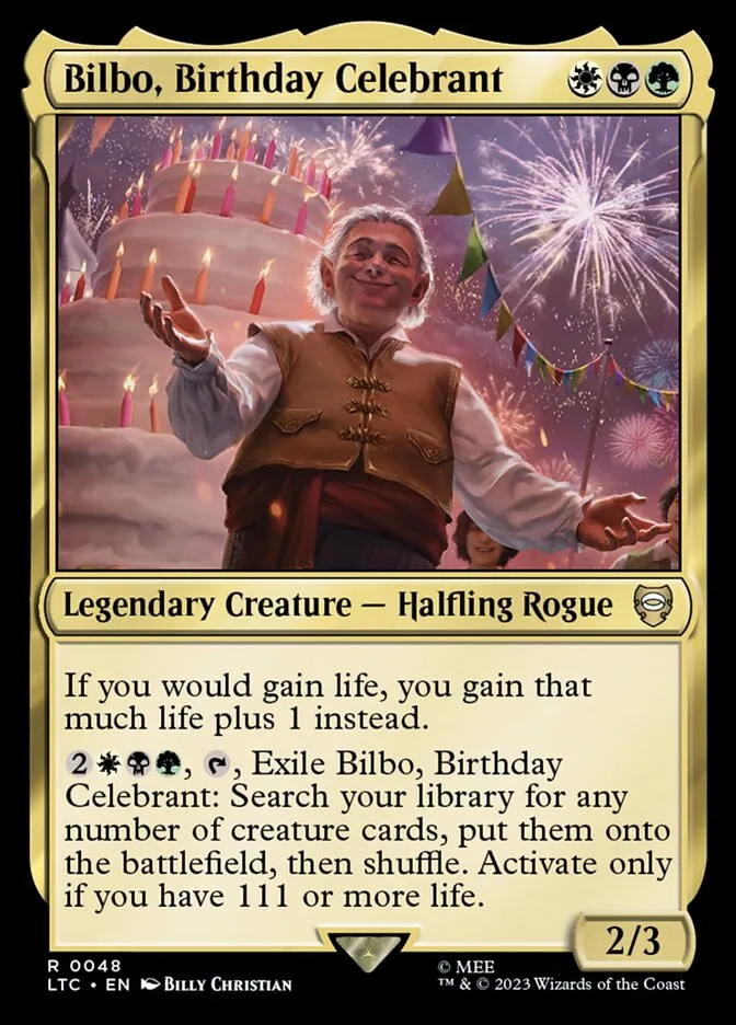 2023 Tales of Middle-earth Commander Bilbo, Birthday Celebrant #48 rare card image