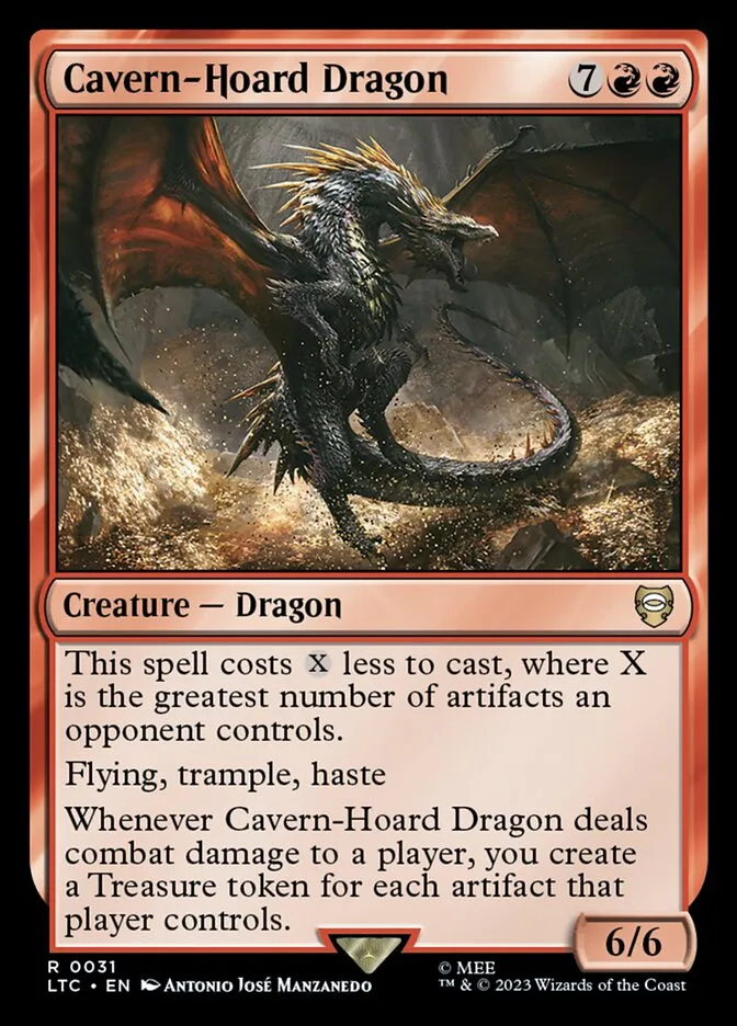 2023 Tales of Middle-earth Commander Cavern-Hoard Dragon #31 rare card image