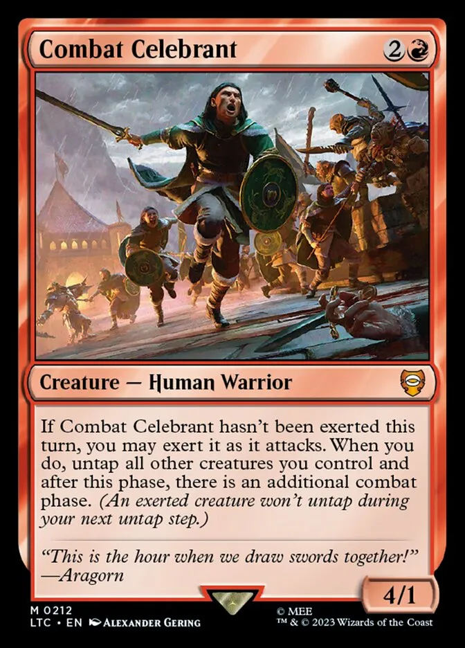 2023 Tales of Middle-earth Commander Combat Celebrant #212 mythic card image