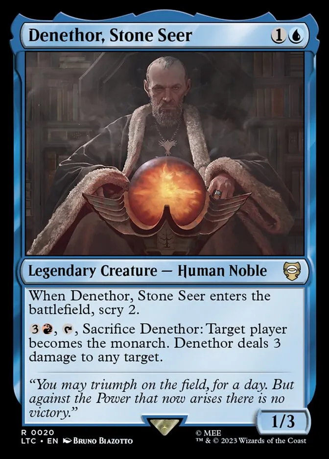 2023 Tales of Middle-earth Commander Denethor, Stone Seer #20 rare card image