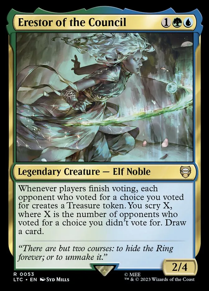 2023 Tales of Middle-earth Commander Erestor of the Council #53 rare card image