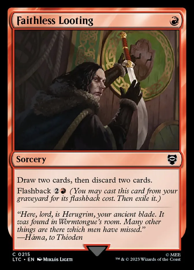 2023 Tales of Middle-earth Commander Faithless Looting common #215 common card image