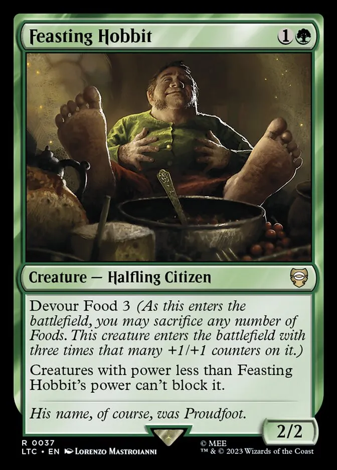 2023 Tales of Middle-earth Commander Feasting Hobbit #37 rare card image