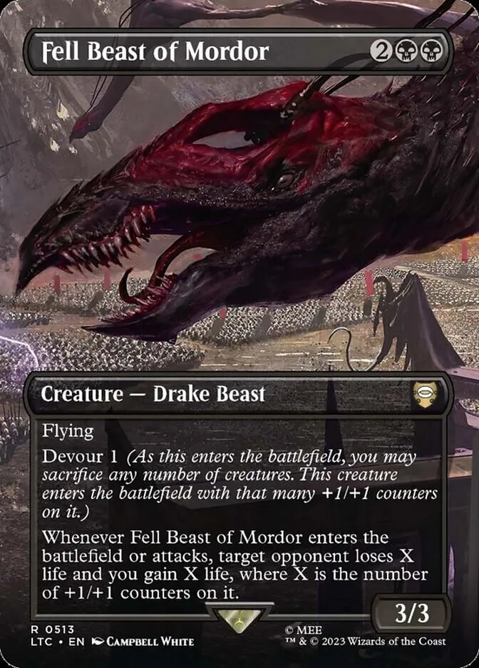 2023 Tales of Middle-earth Commander Fell Beast of Mordor #513 rare card image