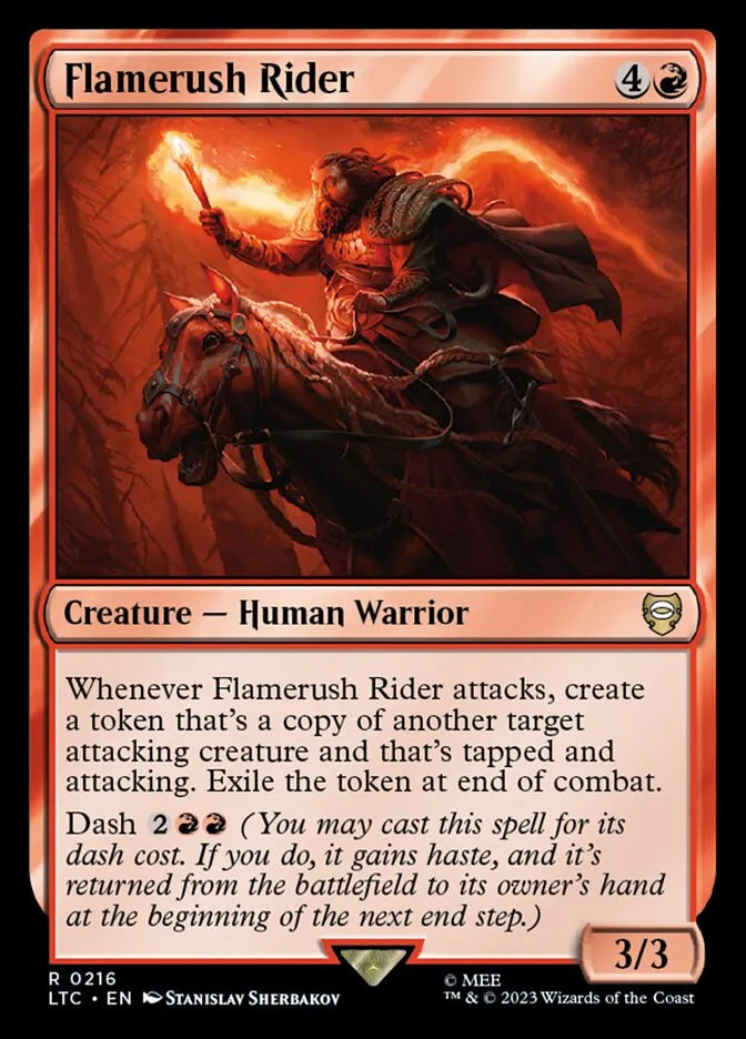 2023 Tales of Middle-earth Commander Flamerush Rider #216 rare card image