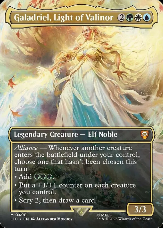 2023 Tales of Middle-earth Commander Galadriel, Light of Valinor #498 mythic card image