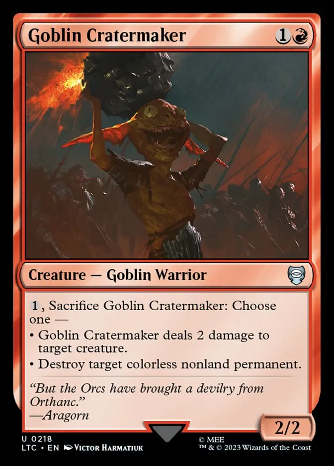 2023 Tales of Middle-earth Commander Goblin Cratermaker #218 uncommon card image