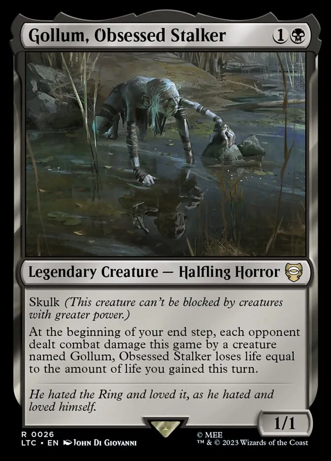 2023 Tales of Middle-earth Commander Gollum, Obsessed Stalker #26 rare card image