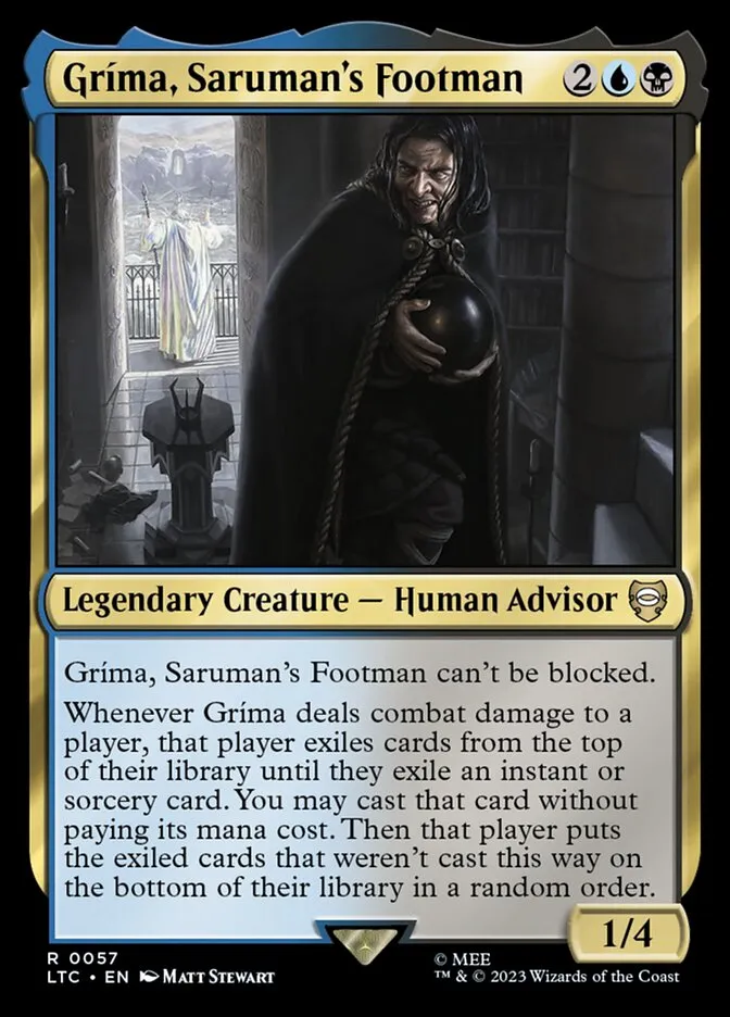 2023 Tales of Middle-earth Commander Gríma, Saruman's Footman #57 rare card image