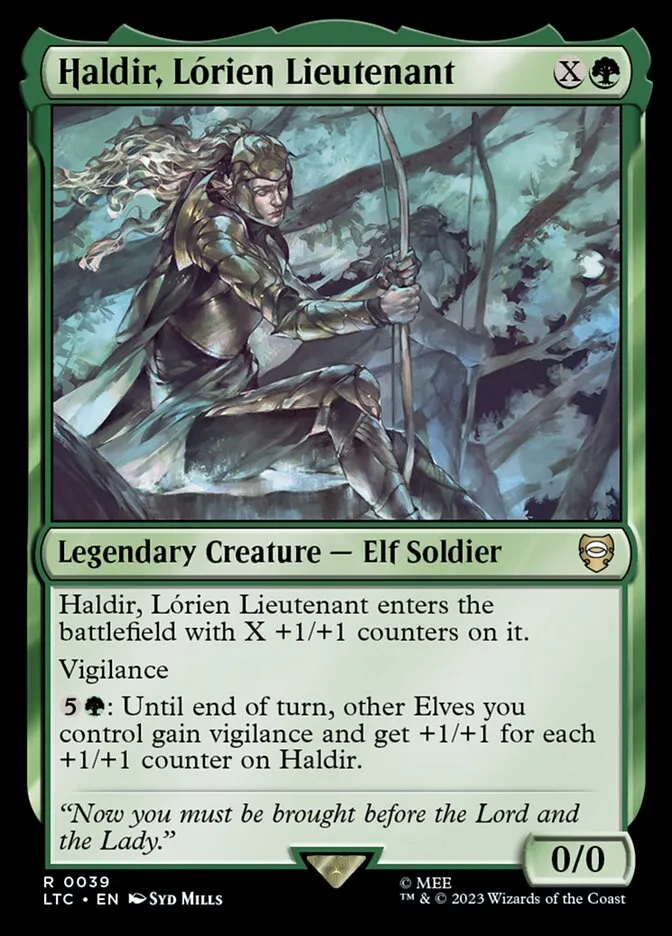 2023 Tales of Middle-earth Commander Haldir, Lórien Lieutenant #39 rare card image