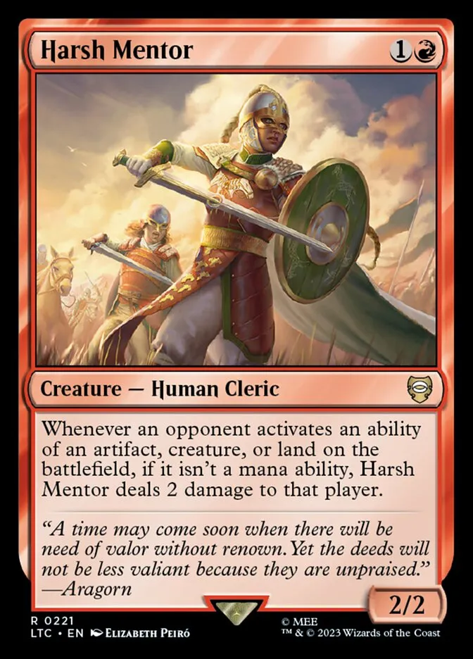 2023 Tales of Middle-earth Commander Harsh Mentor #221 rare card image