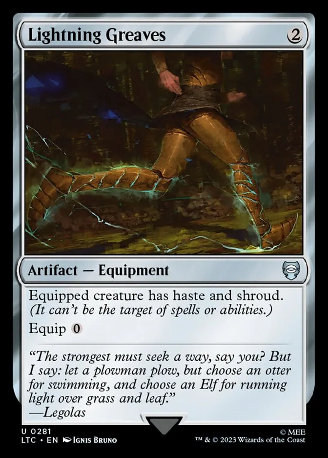 2023 Tales of Middle-earth Commander Lightning Greaves #281 uncommon card image
