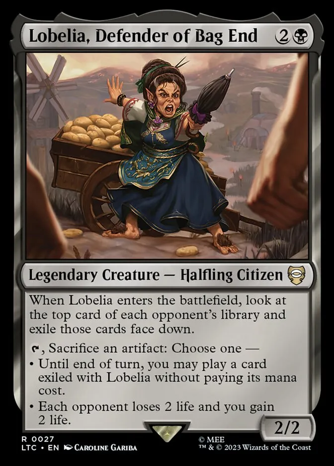 2023 Tales of Middle-earth Commander Lobelia, Defender of Bag End #27 rare card image