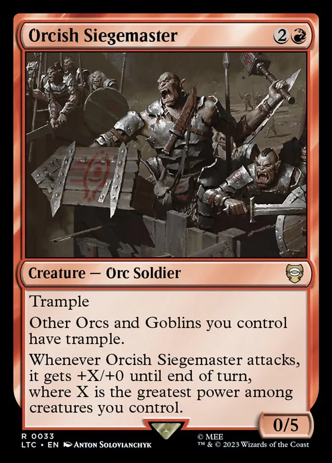2023 Tales of Middle-earth Commander Orcish Siegemaster #33 rare card image