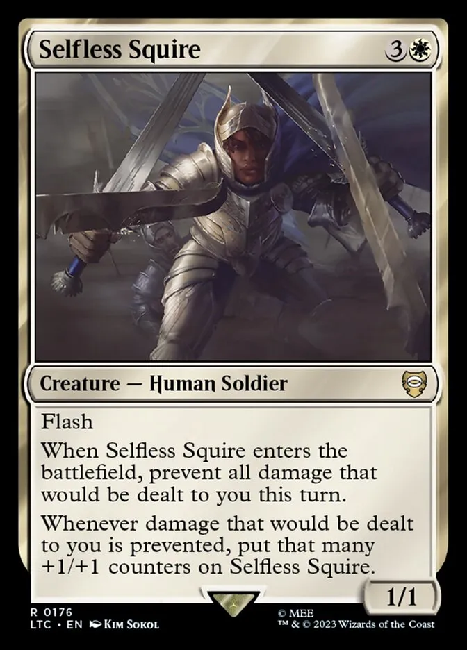 2023 Tales of Middle-earth Commander Selfless Squire #176 rare card image